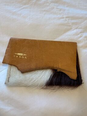 Brown Leather & Cowhide Clutch